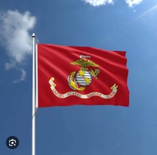 US Marine Corps Flag 3x5 ft in Red Polyester Three layer Double-Sided. picture