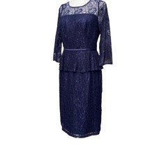 Lace Party Dress Sz 6 Navy Blue by Adrianna Papell  Wedding Cruise NWT picture