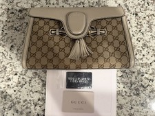 Gucci Emily Horsebit GG Canvas Leather Shoulder Bag White SA picture