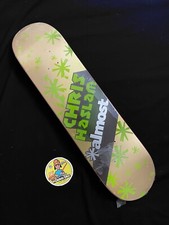 Vintage CHRIS HASLAM Almost Skateboard Deck Gold Logo Green Rare picture