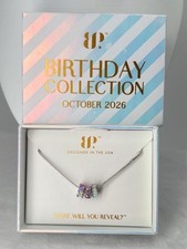 BP October The Influencer Necklace 3 Barrel Pendants Rose Fire Opal Rhodium Rare picture