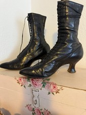 Antique  Ladies Utz & Dunn 1800’s  Edwardian black  lace up boots size 7-8 picture