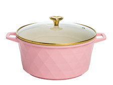 Olla Holandesa 4,6 Qt Aluminio Fundido Antiadherente Cerámico con Tapa Rosa picture