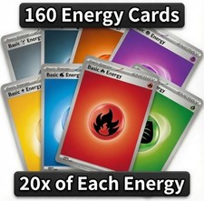 160 Pokemon Basic Energy Bulk Lot  - 20 of Each Energy (Random) From SVE/MEE picture