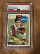 JOHNNY BENCH 1969 TOPPS PSA 2 Graded of HOF Reds catcher 2nd year card  picture