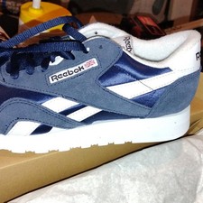 Men's Reebok Classic Nylon 100009276 Running Shoes Navy White New 100% Original picture