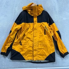 Marmot Gore-Tex Hooded Ski-Jacket With Bag Mens L Yellow Black Waterproof Zip-Up picture
