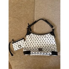 Dooney & Bourke Gretta Hobo Shoulder Bag white black monogram with wristlet picture