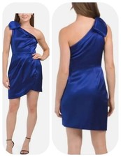 NEW Aidan by ADRIANNA PAPELL 14 Royal Sapphire One Shoulder Satin Tulip Dress picture