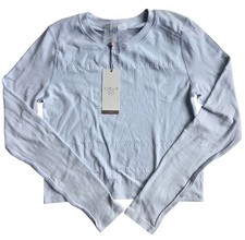 CALIA Women's Pointelle Seamless Long Sleeve Cropped Shirt - L/XL Light Blue NWT picture