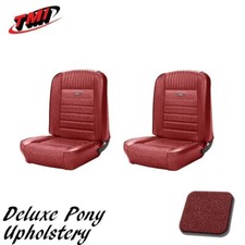1964-66 Mustang Front Bucket Seat Deluxe PONY Upholstery -  Dark Red picture