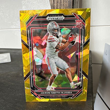Panini Jaxon Smith-Njigba Rookie Football Card Ohio State Gold Ice Prizm #135 picture
