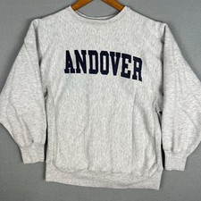 Vintage Andover Sweatshirt Fits L 1980s Champion Reverse Weave Gray Made in USA picture