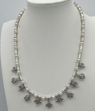 Brighton Chivalry Fleur de Lis Faux Pearl Charm Necklace Retired 16–18” picture