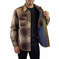 JACHS Men's Premium Shirt Wool Blend Jacket w Inside Pocket, Brown, M XL XXL picture