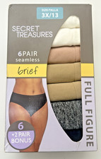 Secret Treasures 6 Pair Full Figure Seamless Brief 3X/13 No Dig Waistband picture