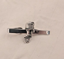 Vintage Hand Crafted  Articulated Sterling Tie Clip Outboard Boat Stamped HLP picture