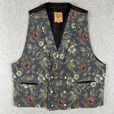 Wah Maker Frontier Western Vest Waistcoat Gambler Casino Large Mens Floral Leaf picture