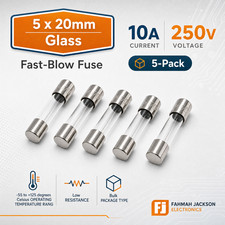 5x Fast-Blow Fuse 10A 250V Glass Fuses 5 x 20 mm (10 Amp) | US Ship picture