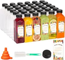 Moretoes 128Pcs 16Oz Plastic Juice Bottles with Caps, Bulk Clear Reusable Juicin picture