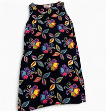 Vintage Chico's Design Black Multicolor Floral Sleeveless Rayon Midi Dress Size2 picture