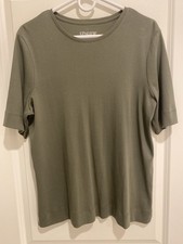 Chico’s Woman’s Olive Green Short Sleeve Cotton Top NEW No Tags picture