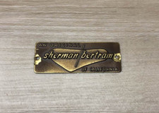 Vintage Original SHERMAN BERTRAM Floating Desk MCM Furniture Badge / Tag picture