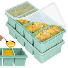 2 Pack Silicone Freezer Trays w/ Lids 1 Cup Soup Meal Prep Containers BPA picture