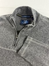 Vintage 1946 Men’s M Gray Ribbed Quarter Zip Pullover Sweater Cotton Blend picture