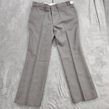 NOS Vtg 60s 70s Pants Flare Leg Polyester Plaid Leisure Suit Hippie Disco 39x32 picture