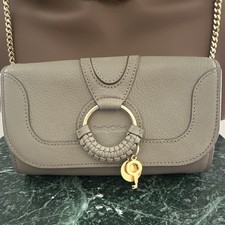 See By Chloé Gray Pebbled Flap Shoulder Bag Gold Chain Strap Bag Charm picture