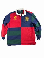 Vintage Polo Ralph Lauren Rugby Shirt Men XL Patchwork Equestrian Horse 90s picture