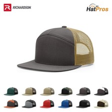 Richardson 168 7 Panel Trucker Hat 168P Snapback Flat Bill Mesh Back Cap picture