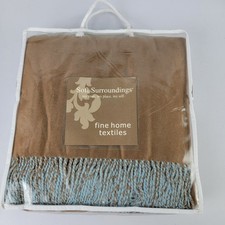Soft Surroundings Silk Fleece Throw Women OS Blue Chocolate NEW Reversible picture