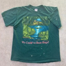 Vintage Budweiser Lizards Shirt XL Green 90s Anvil Single Stitch Distressed Rare picture