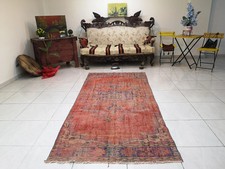 Orange Turkish Runner Rug, Vintage Handmade Wool (3.9 x 8.5 ft) picture