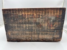 WARDS RED HEAD WOOD AMMO BOX AMMUNITION VINTAGE CRATE 12 GA ADVERTISING TRIANGLE picture