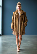 Vintage Dubrowsky & Perlbinder Tissaver Faux Mink Honey Blonde Sz. 16/M USA made picture