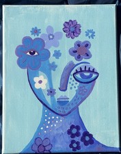 Abstract Portrait ORIGINAL Painting on 9 X 12” Stretched canvas By Chelsart picture