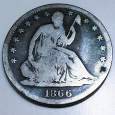 1866-S With Motto Seated Liberty Half Dollar Beautiful Coin Rare Date picture