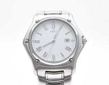 EBEL 1911 Classic Wave 987902 Date White Dial Silver Quartz Men's Watch JAPAN picture