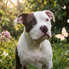 Pitbull Puppy Yellow Butterfly Diamond Art Kit picture