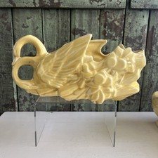 Vtg McCoy Pottery Planter Double Swan Yellow Pot picture