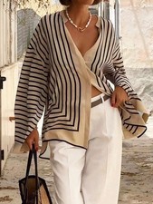Women's Fashion Elegant Casual Loose Fit Striped Blouse picture
