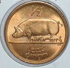 Ireland 1964 Harp 1/2 Penny Pigs animal 290997 combine shipping picture