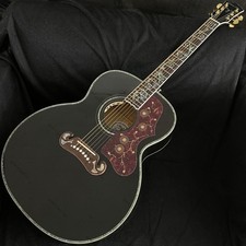 J-200 acoustic electric guitar black solid spruce top real abalone inlay pickups picture