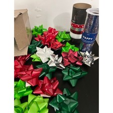 Gift Bows and Ribbon Bulk Lot Christmas Red Green Gold Silver American Greetings picture