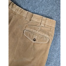 Vtg LL Bean Corduroy Pants Mens 37 Tan Khaki Pleated Wide Wale Trousers picture