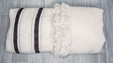 LIBECO BELGIAN LINEN Stripe King California King Bed Coverlet Blanket EUC picture