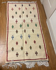 Handmade Moroccan Wool Rug 55x29 Tribal Berber Sheep Wool New picture